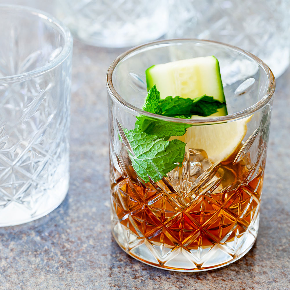 Timeless 12 oz Double Old Fashioned Glass - Etched - 3 1/4" x 3 1/4" x 3 3/4" - 12 count box