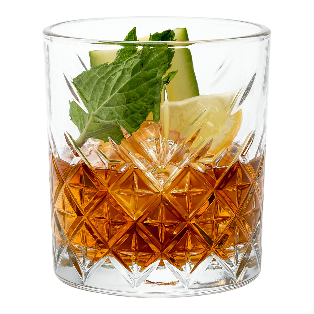 Timeless 12 oz Double Old Fashioned Glass - Etched - 3 1/4" x 3 1/4" x 3 3/4" - 6 count box