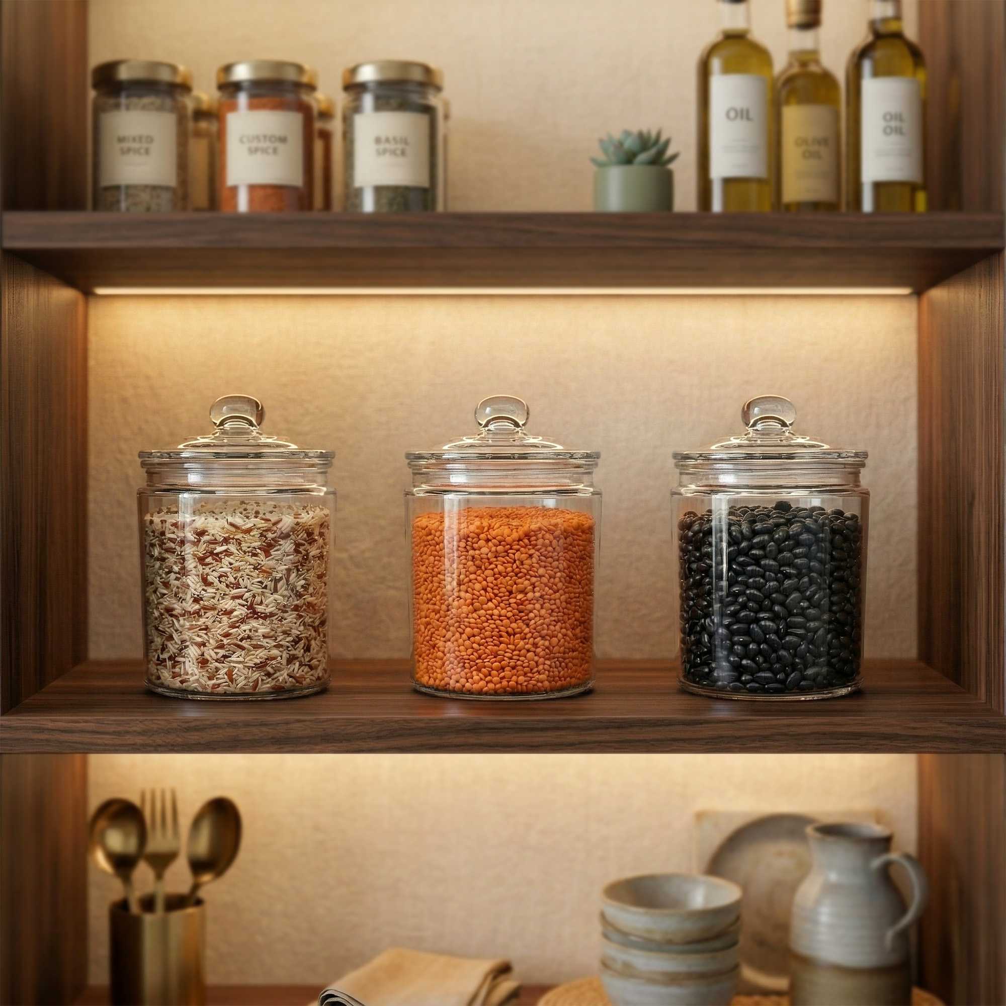 Vetri 0.5 gal Glass Storage Jar - with Glass Lid - 6" x 6" x 8 1/4" - 1 count box