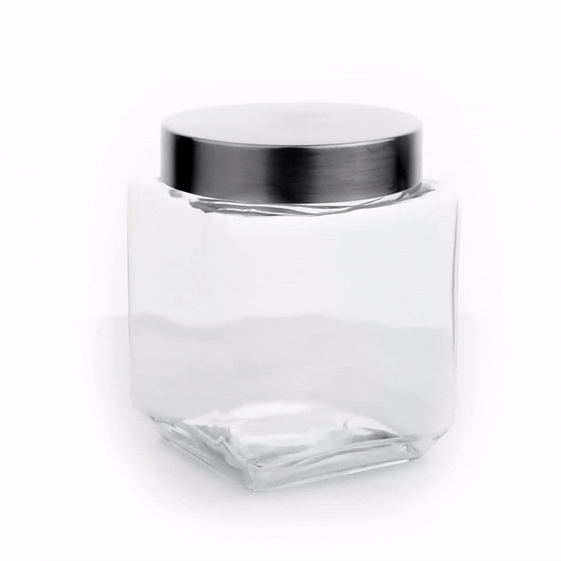 Vetri 46 oz Glass Storage Jar - with Lid, Chalkboard Label - 3 1/2" x 3 1/2" x 5 3/4" - 1 count box