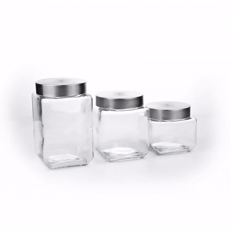 Vetri Glass 3-Piece Storage Jar Set - with Lid, Chalkboard Label - 1 count box