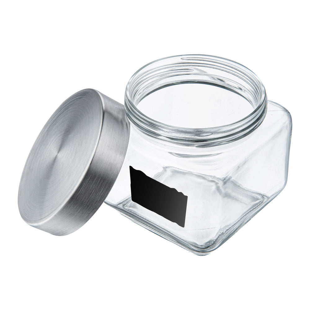 Vetri Glass 3-Piece Storage Jar Set - with Lid, Chalkboard Label - 1 count box