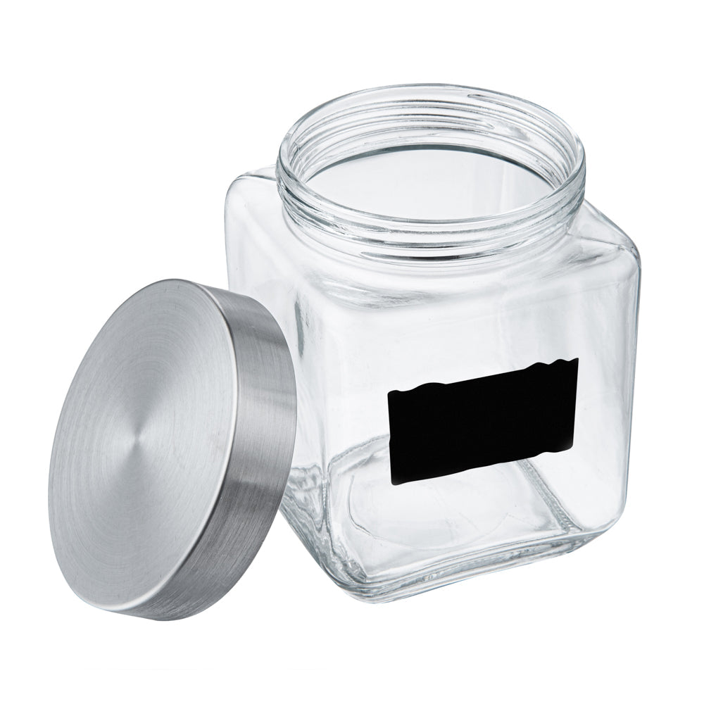 Vetri Glass 3-Piece Storage Jar Set - with Lid, Chalkboard Label - 1 count box