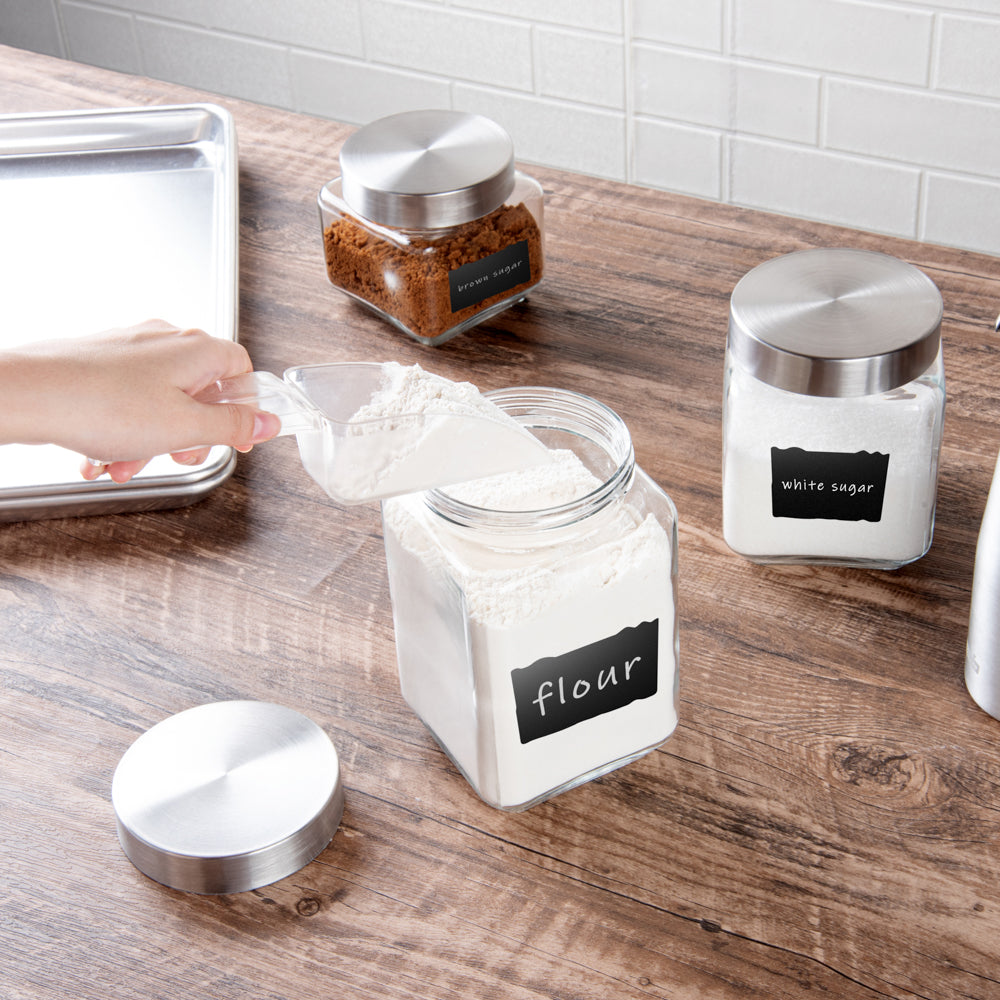 Vetri Glass 3-Piece Storage Jar Set - with Lid, Chalkboard Label - 1 count box