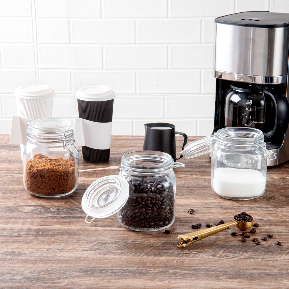 Vetri Glass 3-Piece Storage Jar Set - with Wood Holder - 1 count box