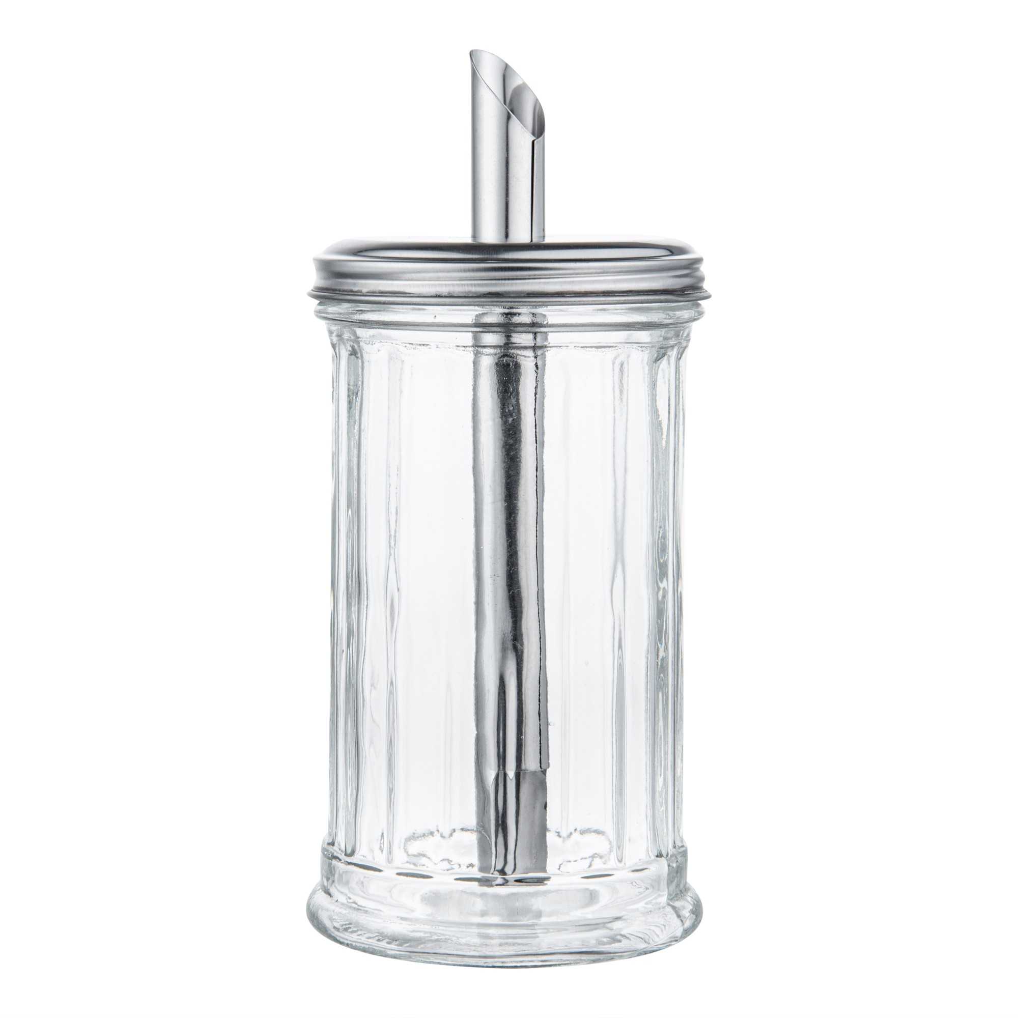Chef 101 11 oz Glass Sugar Pourer - with Spout Lid - 3" x 3" x 7" - 1 count box