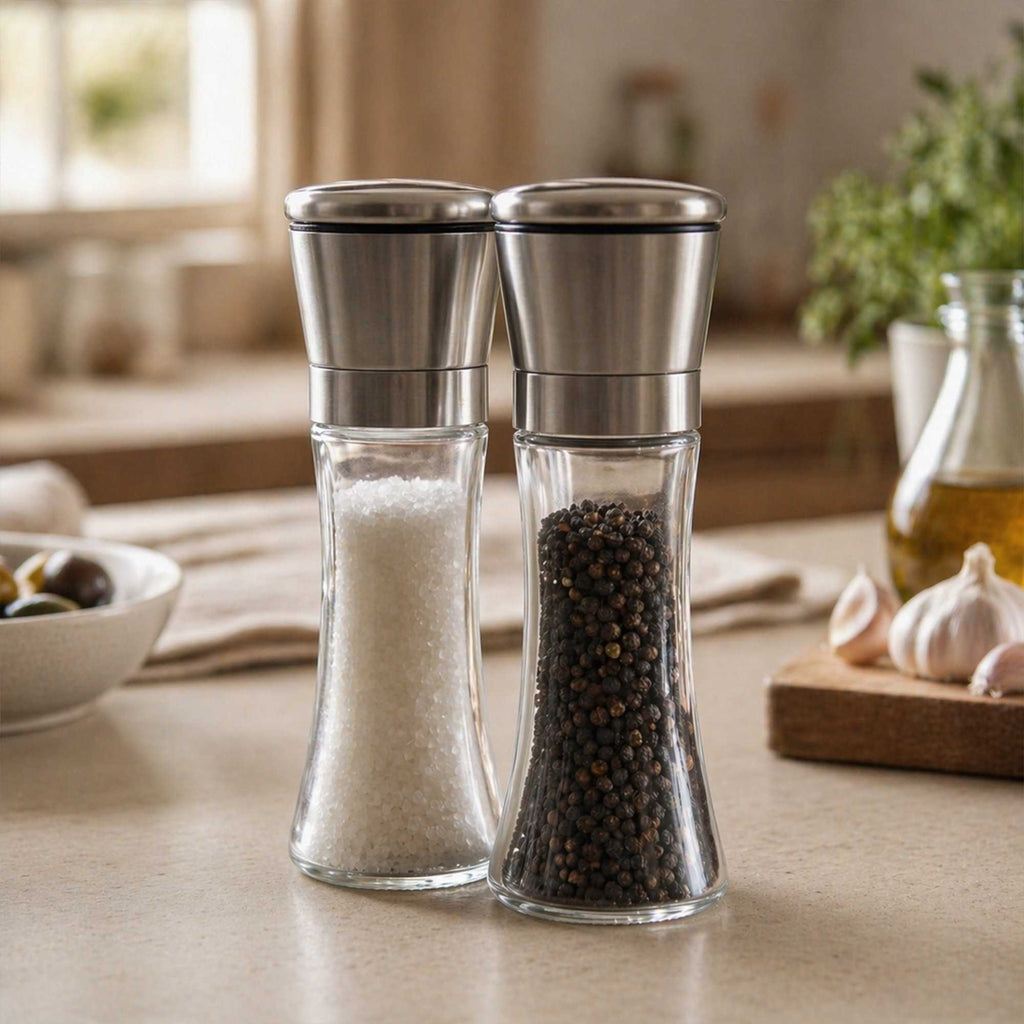 Vetri 6 oz Glass Salt / Pepper Grinder - with Lid - 1 3/4" x 1 3/4" x 5 3/4" - 1 count box