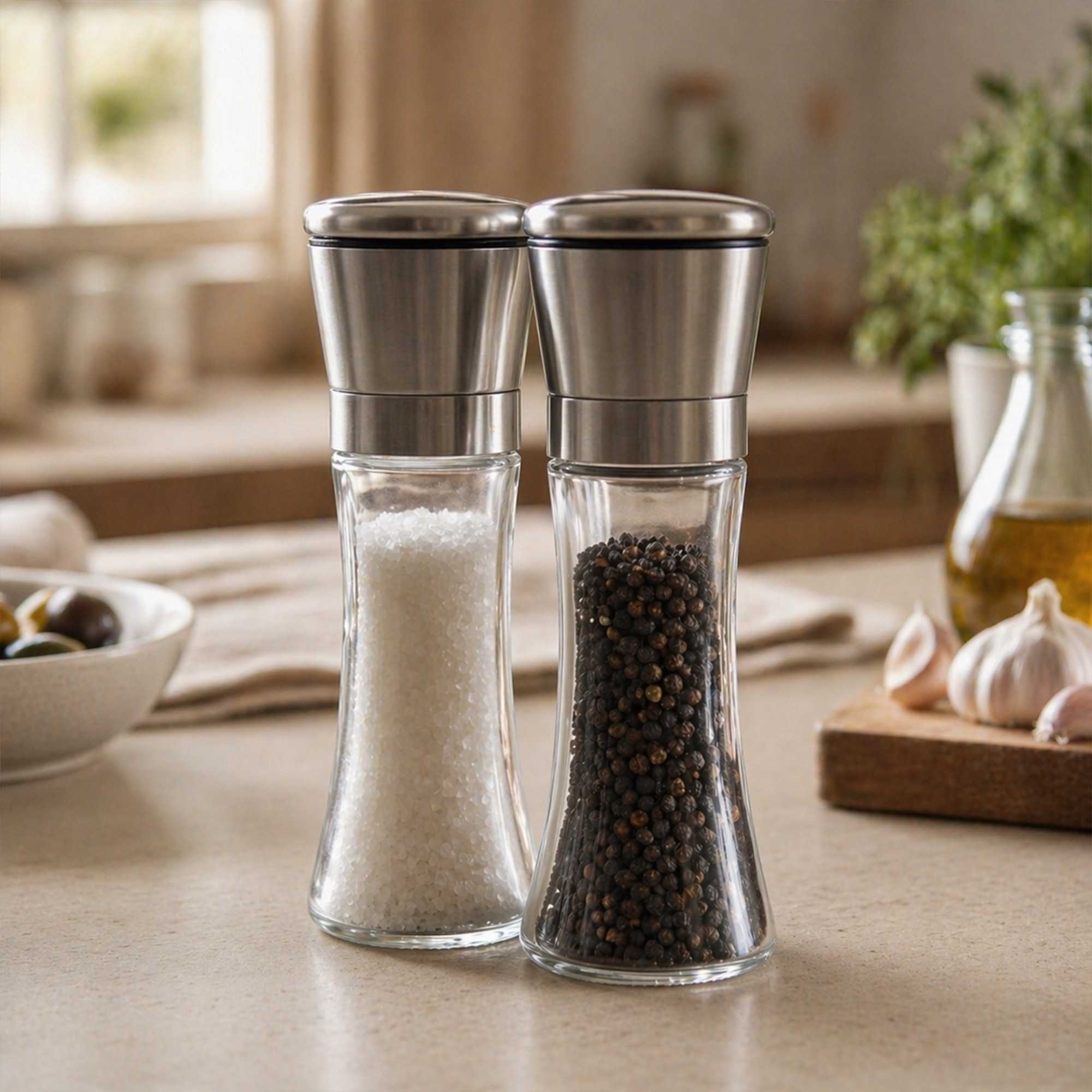 Vetri 6 oz Glass Salt / Pepper Grinder - with Lid - 1 3/4" x 1 3/4" x 5 3/4" - 1 count box