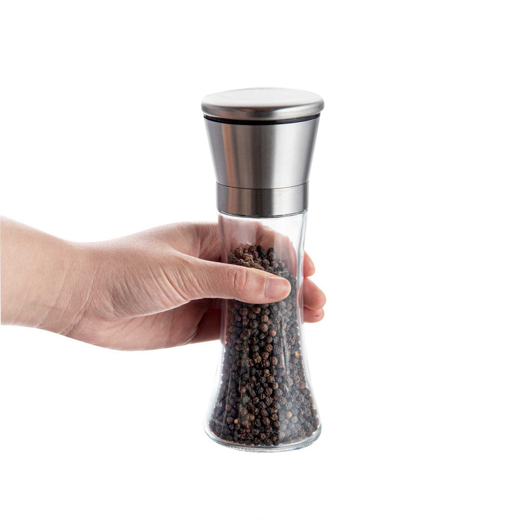 Vetri 6 oz Glass Salt / Pepper Grinder - with Lid - 1 3/4" x 1 3/4" x 5 3/4" - 1 count box