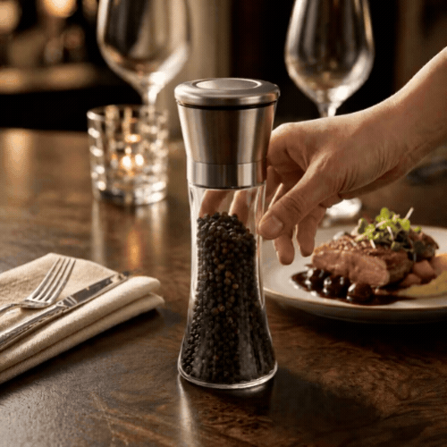 Vetri 6 oz Glass Salt / Pepper Grinder - with Lid - 1 3/4" x 1 3/4" x 5 3/4" - 1 count box