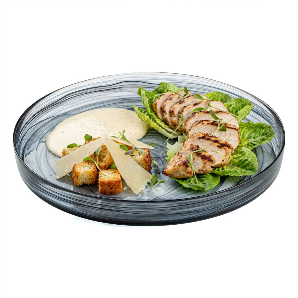 Vetri Round Black Glass Alabaster Plate - 11" x 11" x 1 1/4" - 6 count box