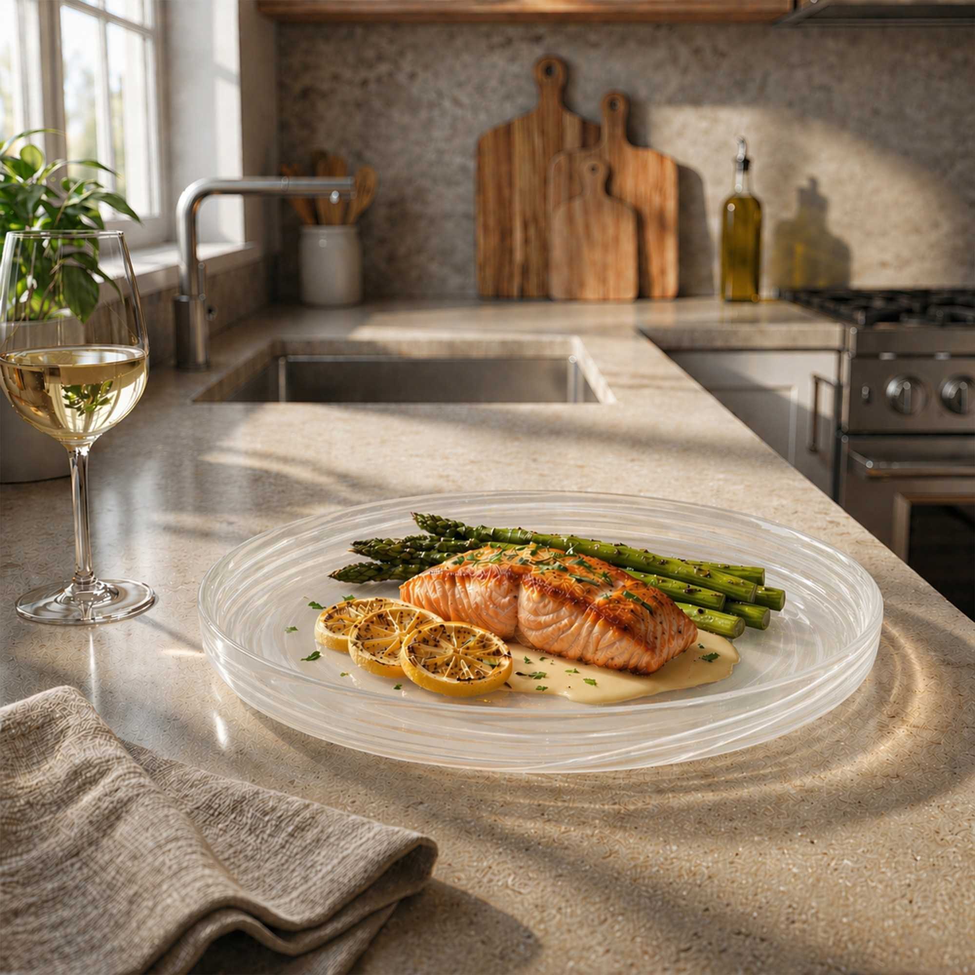 Vetri Round White Glass Alabaster Plate - 13" x 13" x 1 1/2" - 1 count box