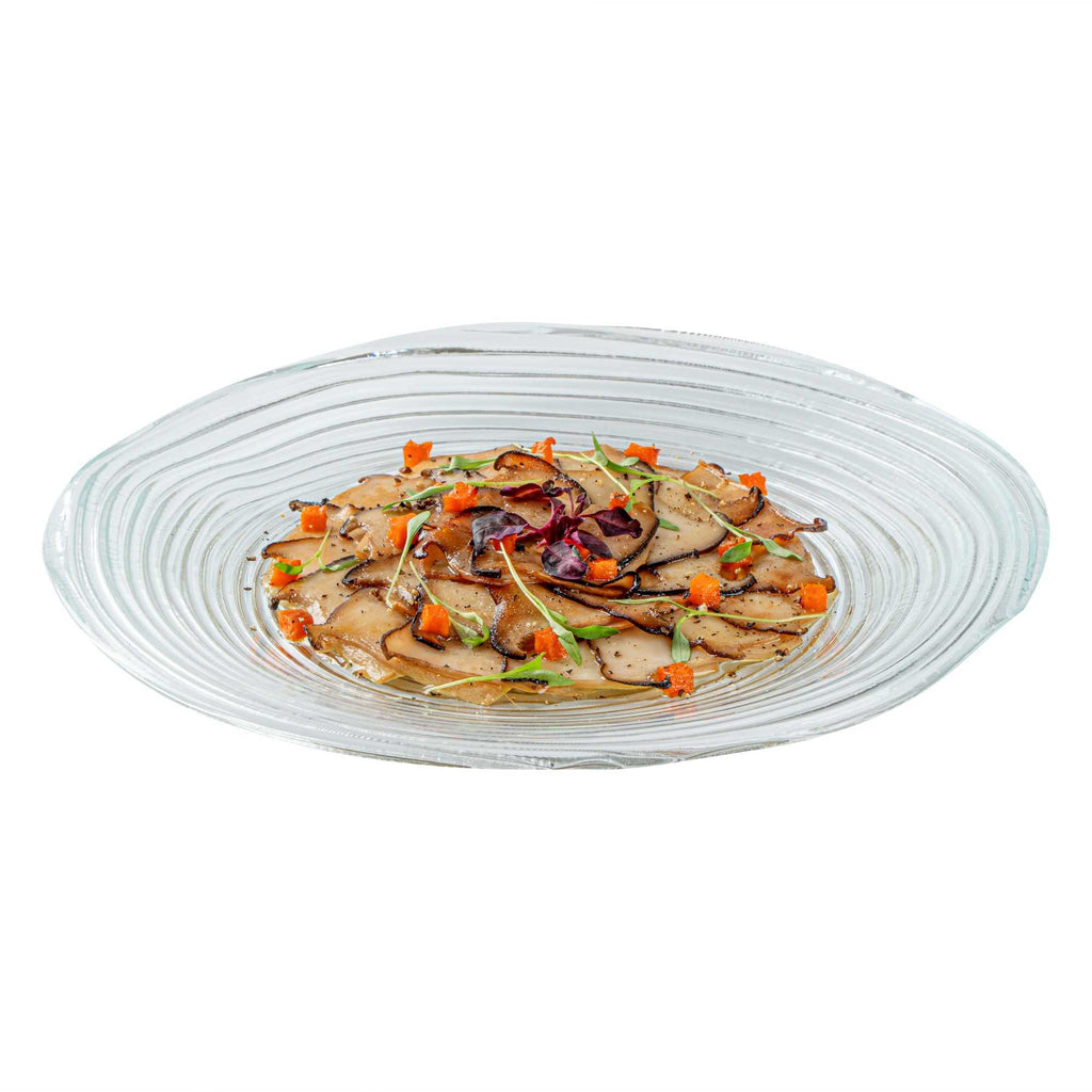 Vetri Round Clear Glass Swirl Plate - 9 1/2" x 9 1/2" x 3/4" - 6 count box