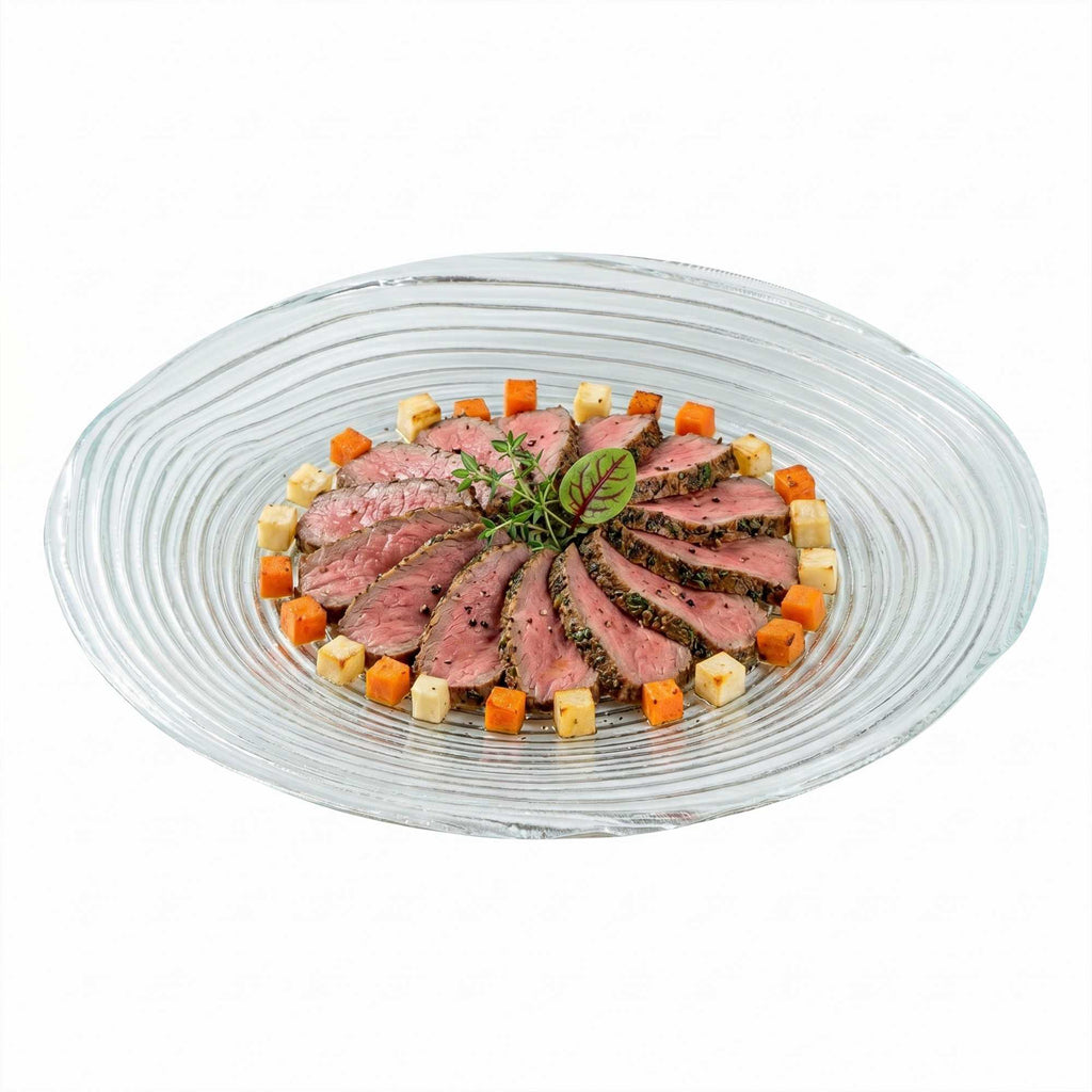 Vetri Round Clear Glass Swirl Plate - 9 1/2" x 9 1/2" x 3/4" - 6 count box