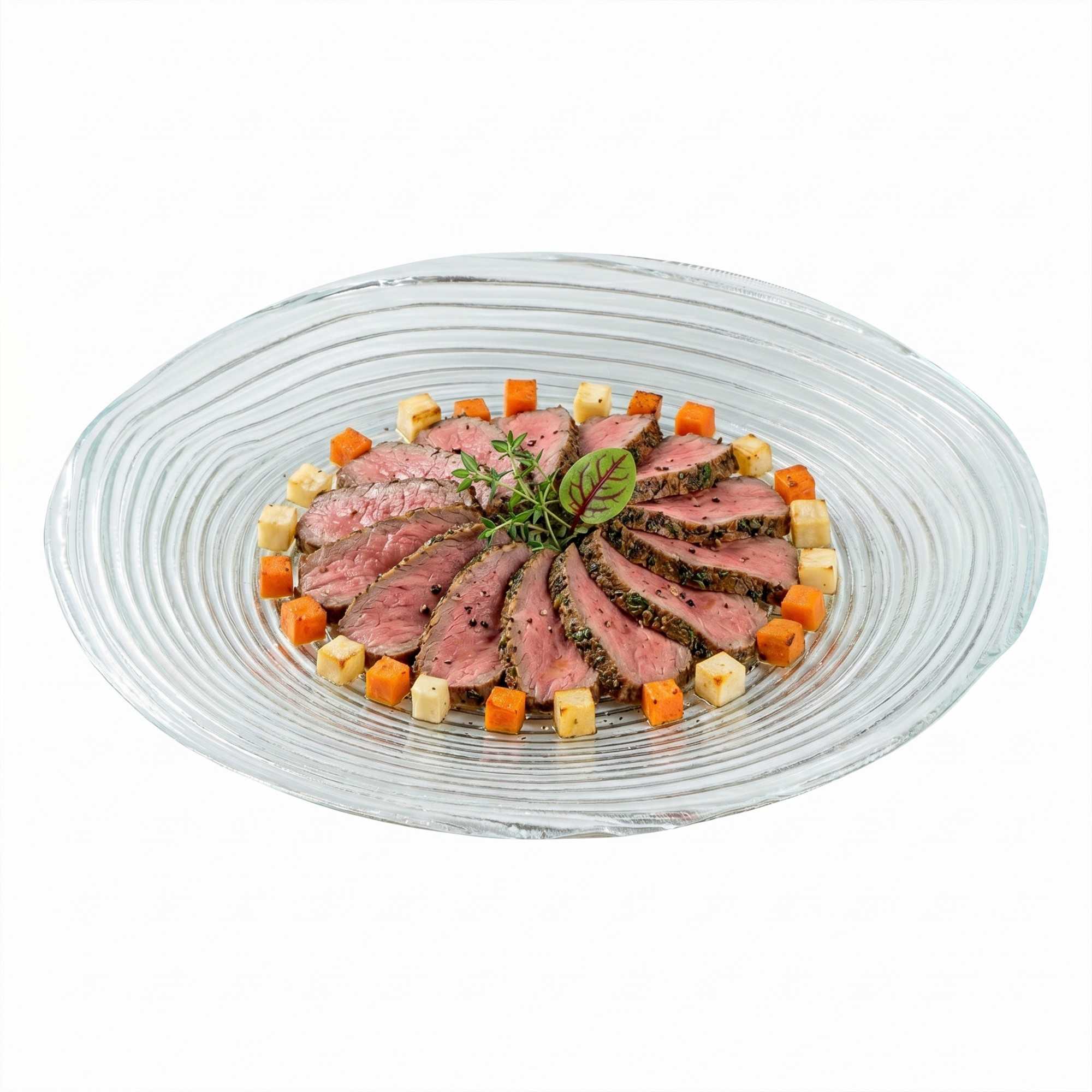 Vetri Round Clear Glass Swirl Plate - 9 1/2" x 9 1/2" x 3/4" - 6 count box