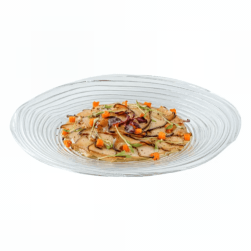 Vetri Round Clear Glass Swirl Plate - 9 1/2" x 9 1/2" x 3/4" - 6 count box