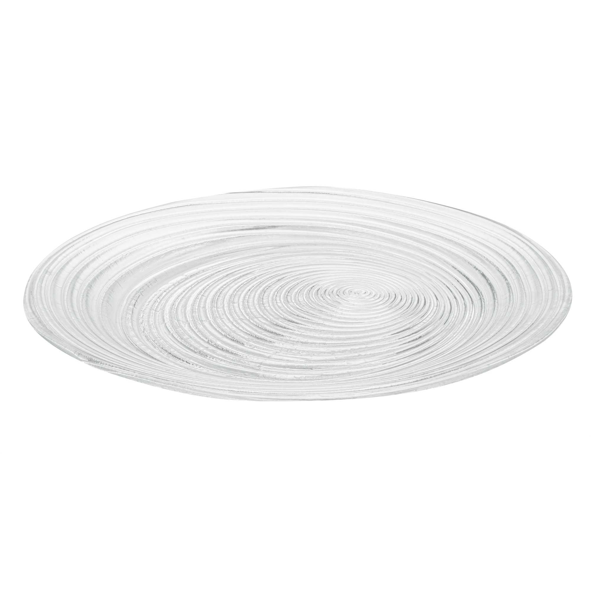 Vetri Round Clear Glass Swirl Plate - 11 3/4" x 11 3/4" x 1 1/4" - 1 count box