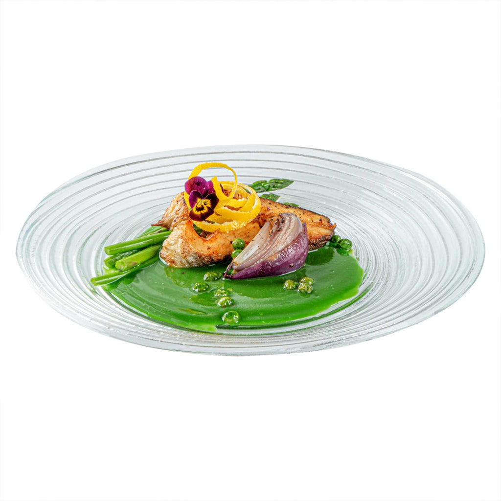 Vetri Round Clear Glass Swirl Plate - 11 3/4" x 11 3/4" x 1 1/4" - 1 count box