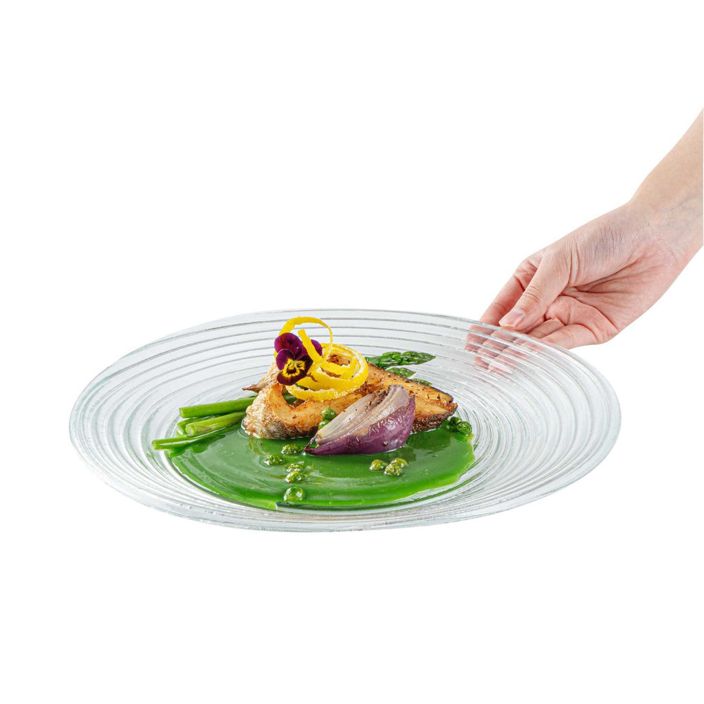 Vetri Round Clear Glass Swirl Plate - 11 3/4" x 11 3/4" x 1 1/4" - 1 count box