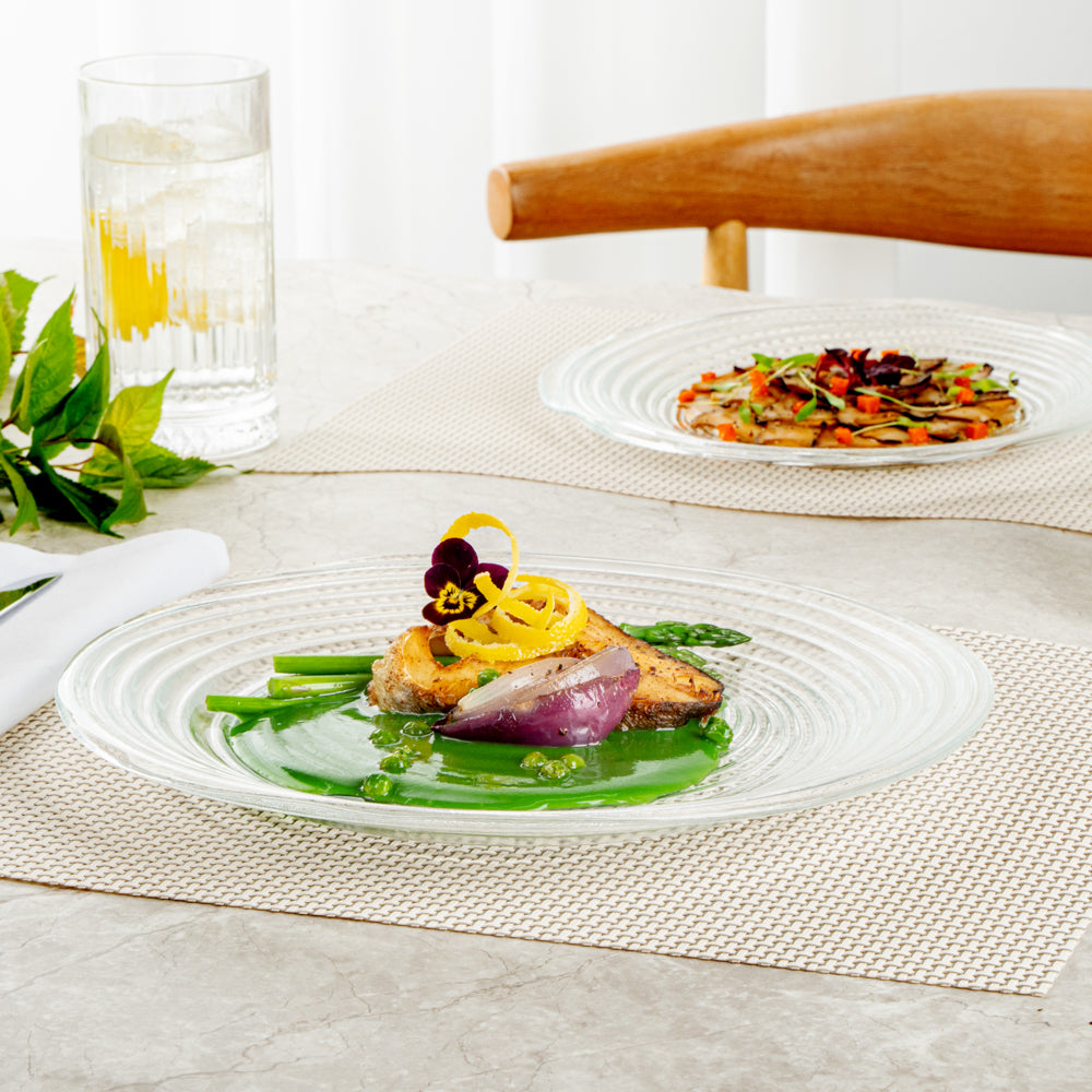 Vetri Round Clear Glass Swirl Plate - 11 3/4" x 11 3/4" x 1 1/4" - 1 count box