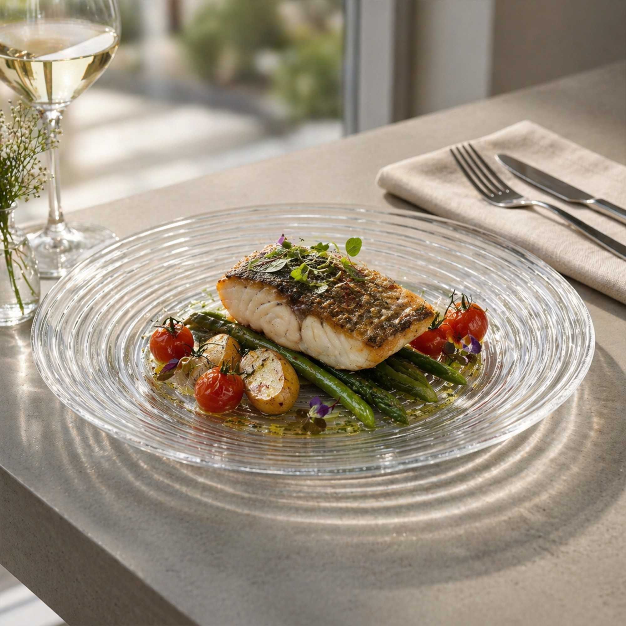 Vetri Round Clear Glass Swirl Plate - 11 3/4" x 11 3/4" x 1 1/4" - 6 count box