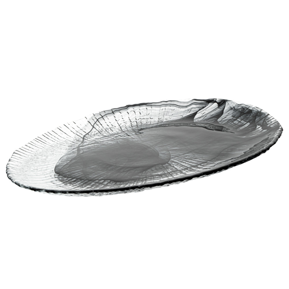 Vetri Oval Black Glass Focus Serving Plate - 15" x 9 3/4" x 1 1/4" - 1 count box