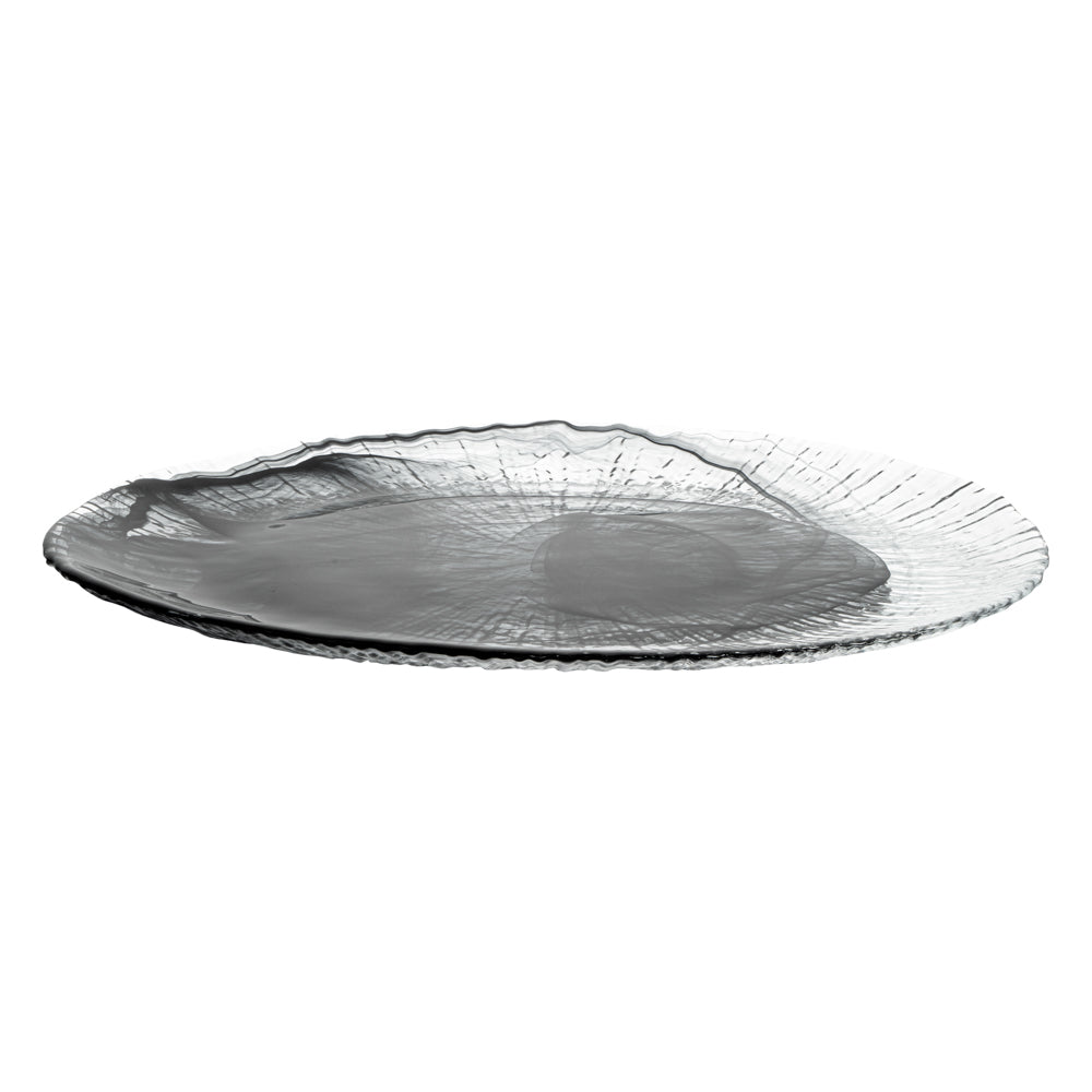 Vetri Oval Black Glass Focus Serving Plate - 15" x 9 3/4" x 1 1/4" - 1 count box