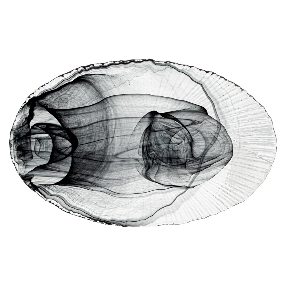Vetri Oval Black Glass Focus Serving Plate - 15" x 9 3/4" x 1 1/4" - 1 count box