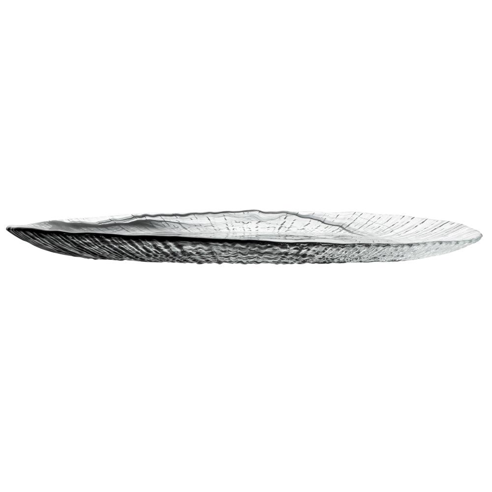 Vetri Oval Black Glass Focus Serving Plate - 15" x 9 3/4" x 1 1/4" - 6 count box