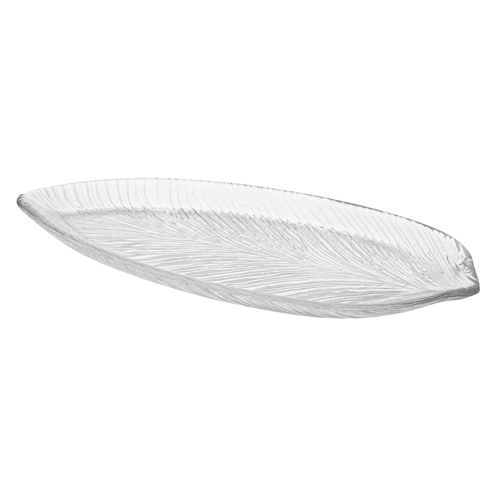 Vetri Clear Glass Leaf Serving Plate - 11 3/4" x 5 1/2" x 3/4" - 1 count box