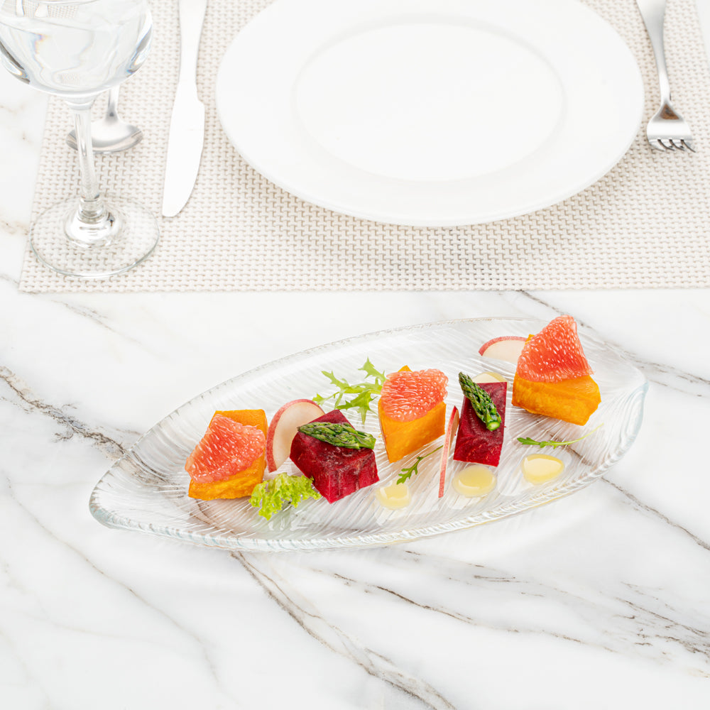 Vetri Clear Glass Leaf Serving Plate - 11 3/4" x 5 1/2" x 3/4" - 1 count box