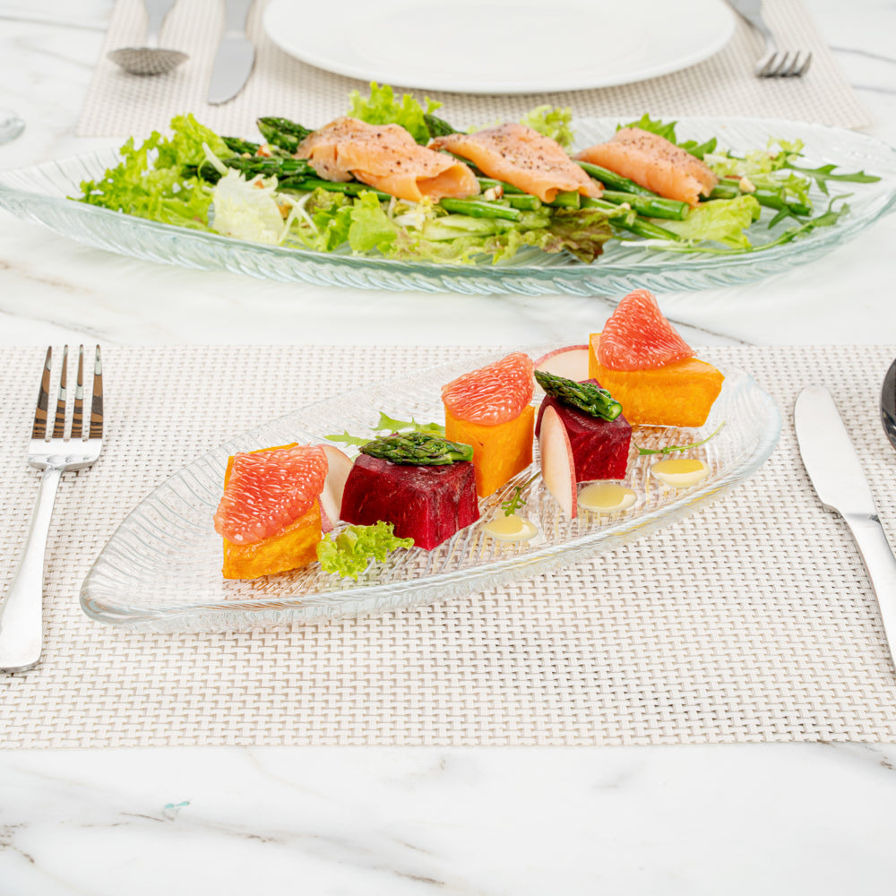 Vetri Clear Glass Leaf Serving Plate - 11 3/4" x 5 1/2" x 3/4" - 1 count box