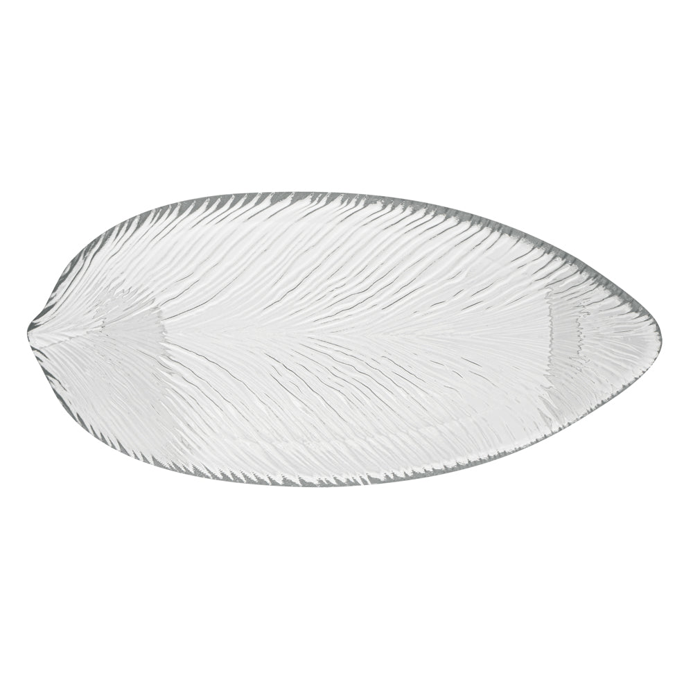 Vetri Clear Glass Leaf Serving Plate - 11 3/4" x 5 1/2" x 3/4" - 6 count box