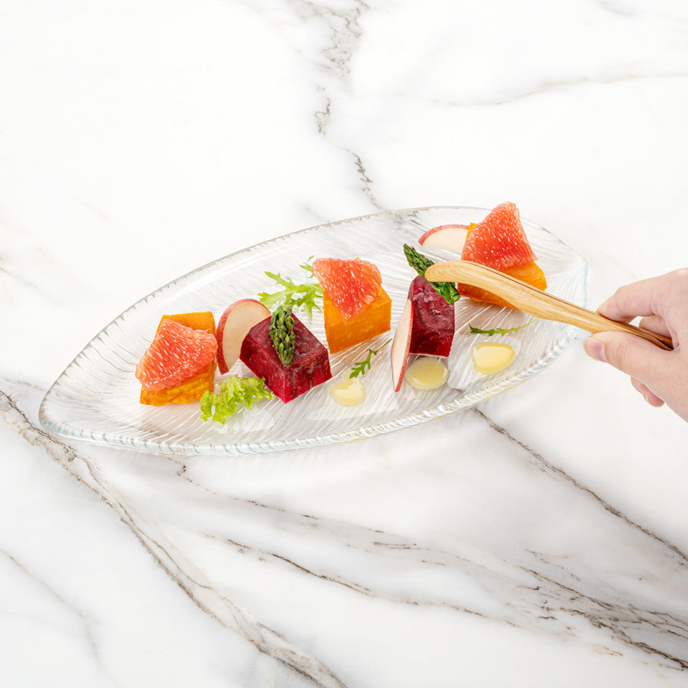 Vetri Clear Glass Leaf Serving Plate - 11 3/4" x 5 1/2" x 3/4" - 6 count box