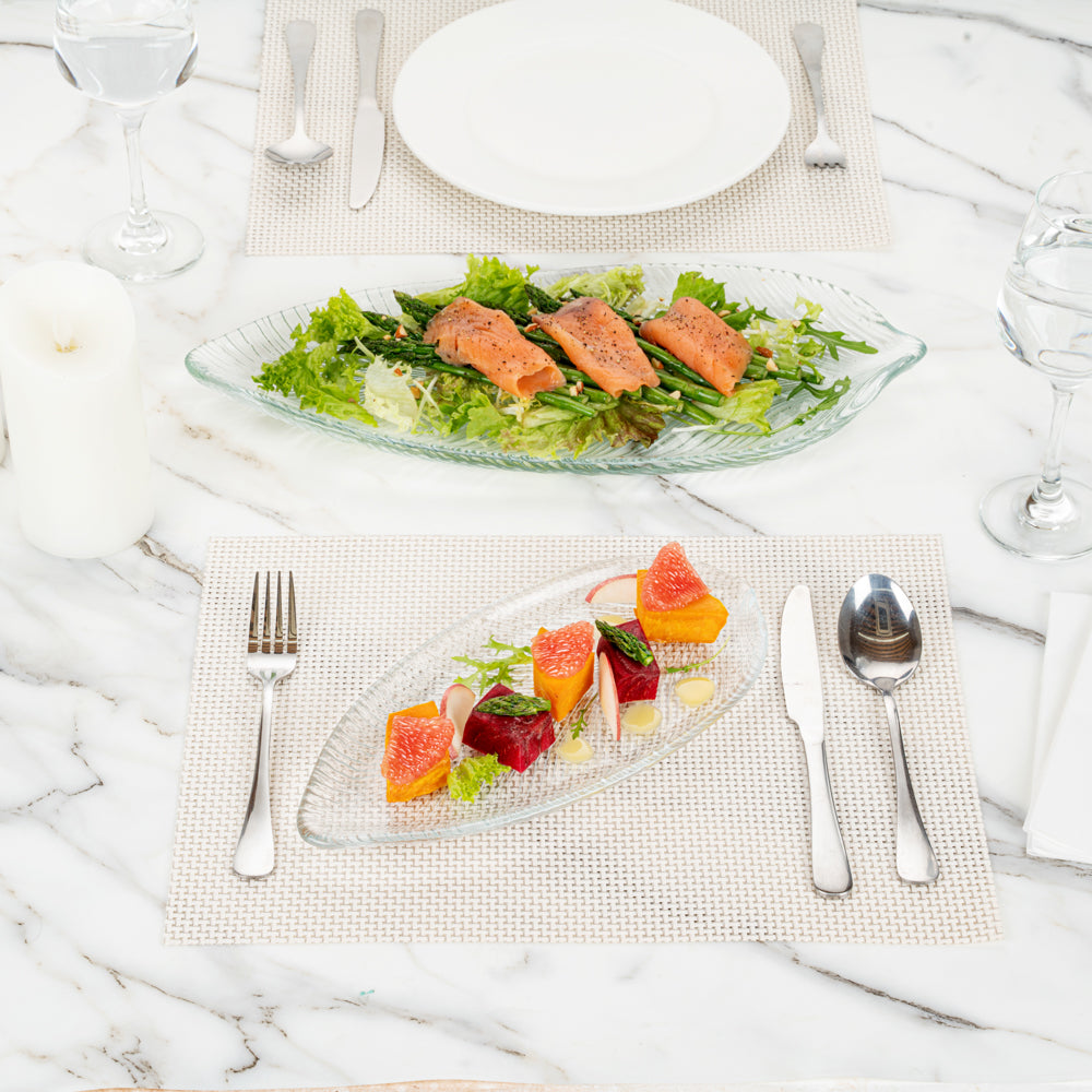 Vetri Clear Glass Leaf Serving Plate - 11 3/4" x 5 1/2" x 3/4" - 6 count box