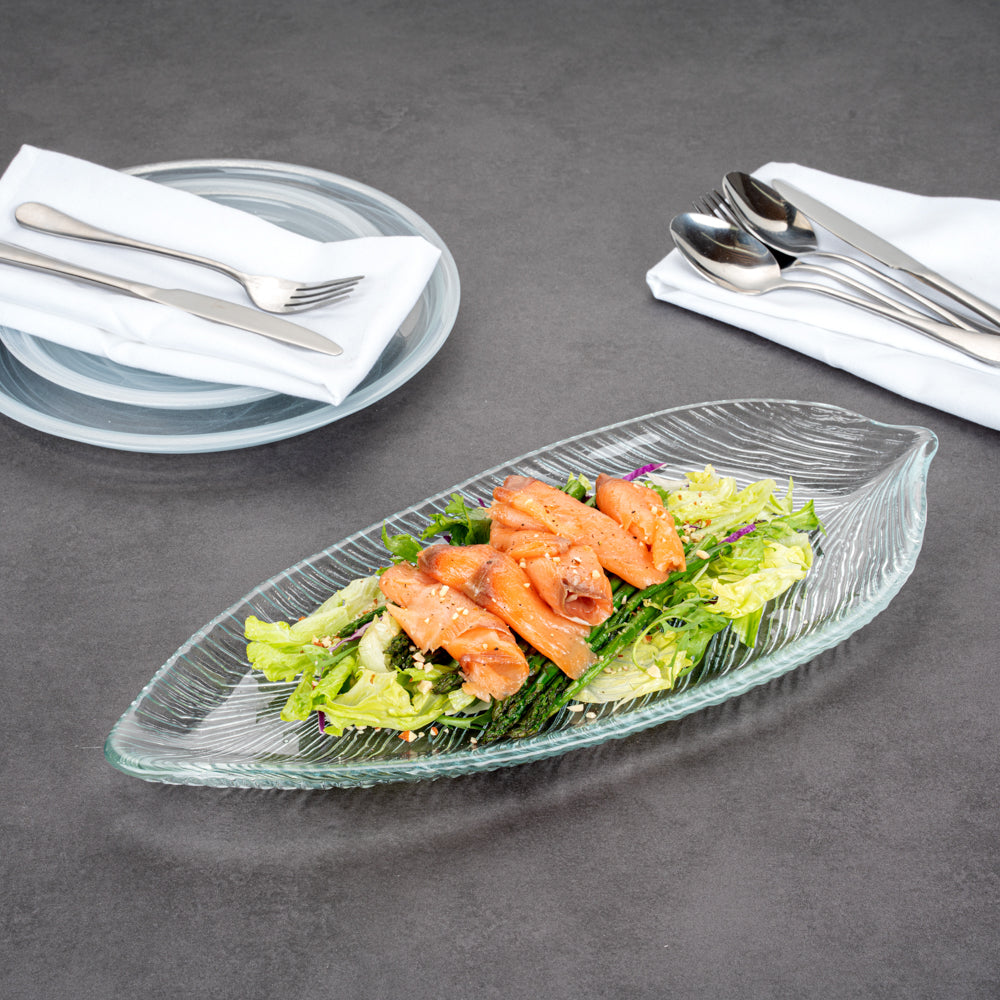 Vetri Clear Glass Leaf Serving Plate - 17" x 7 3/4" x 1 1/4" - 1 count box