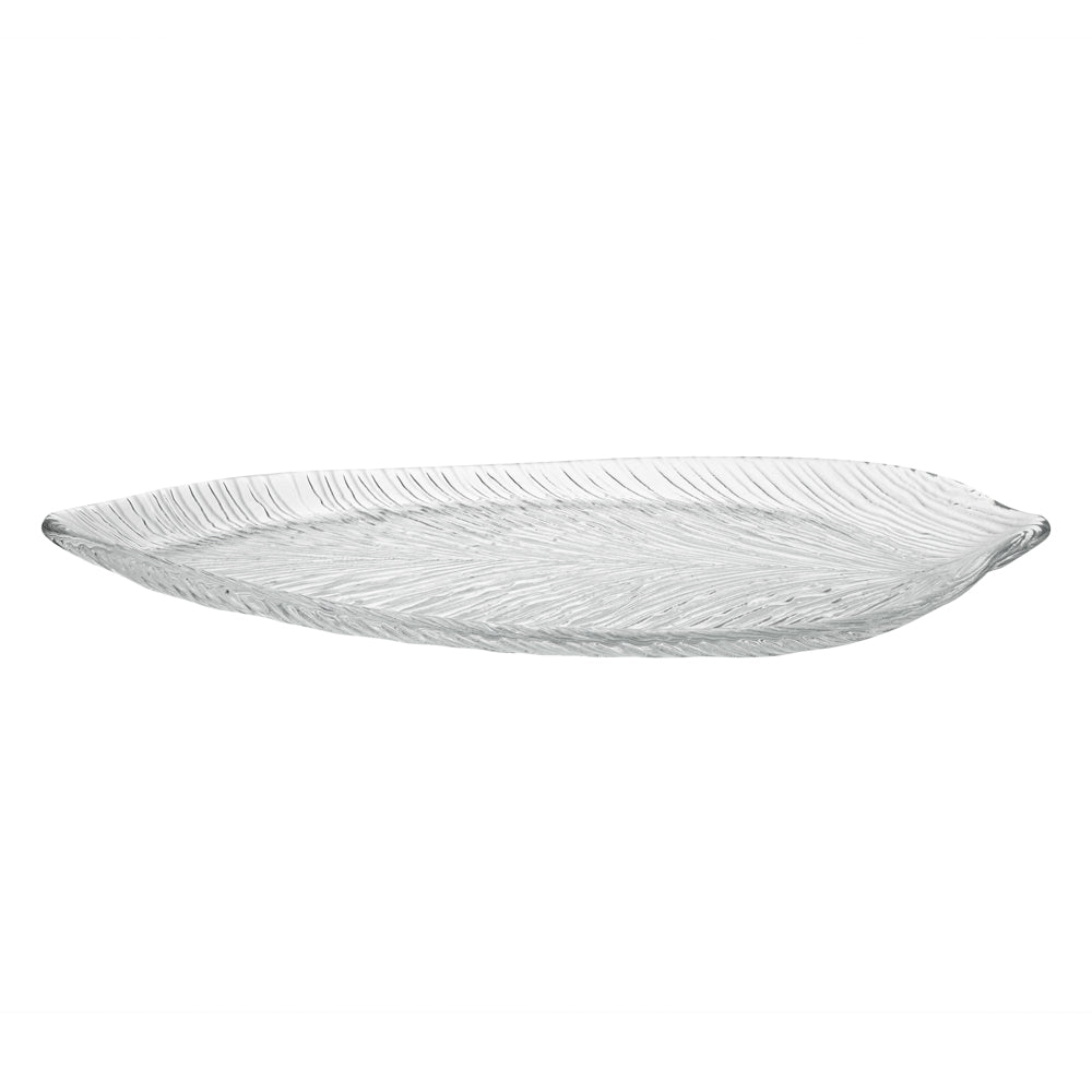 Vetri Clear Glass Leaf Serving Plate - 17" x 7 3/4" x 1 1/4" - 1 count box