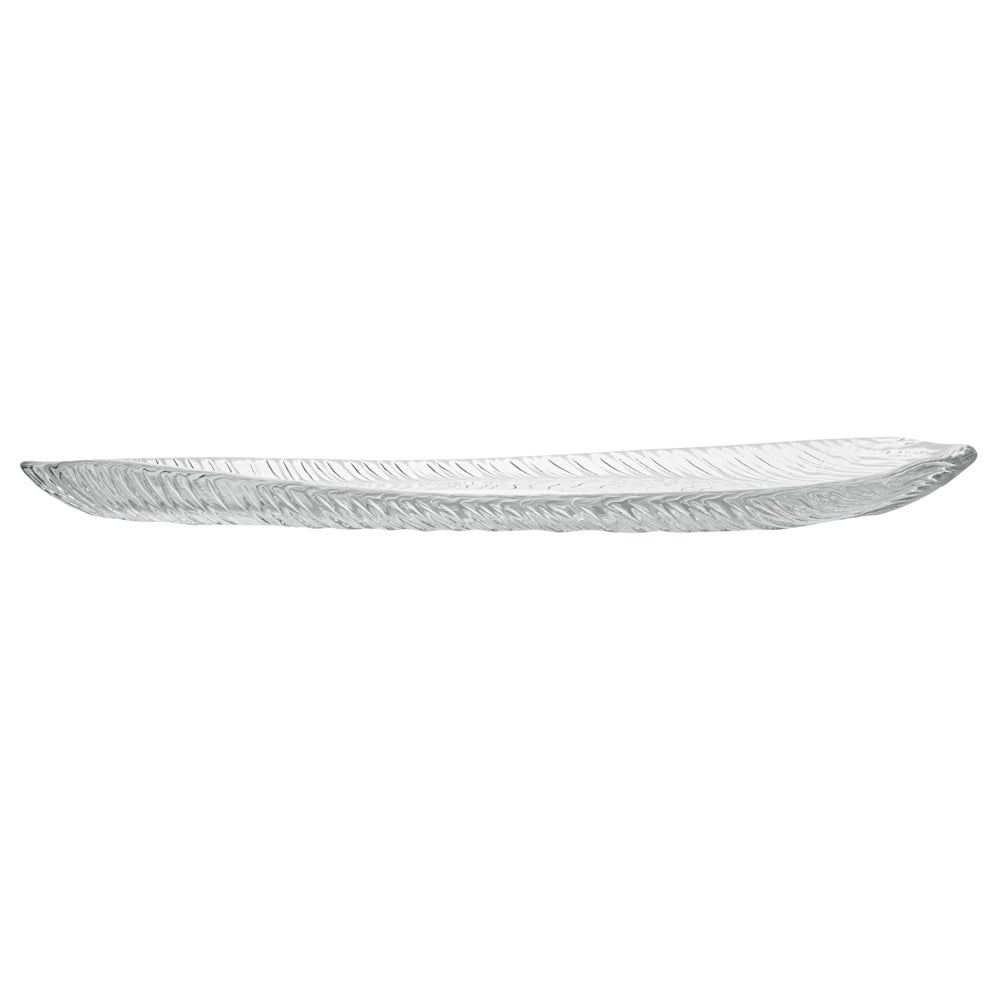 Vetri Clear Glass Leaf Serving Plate - 17" x 7 3/4" x 1 1/4" - 1 count box