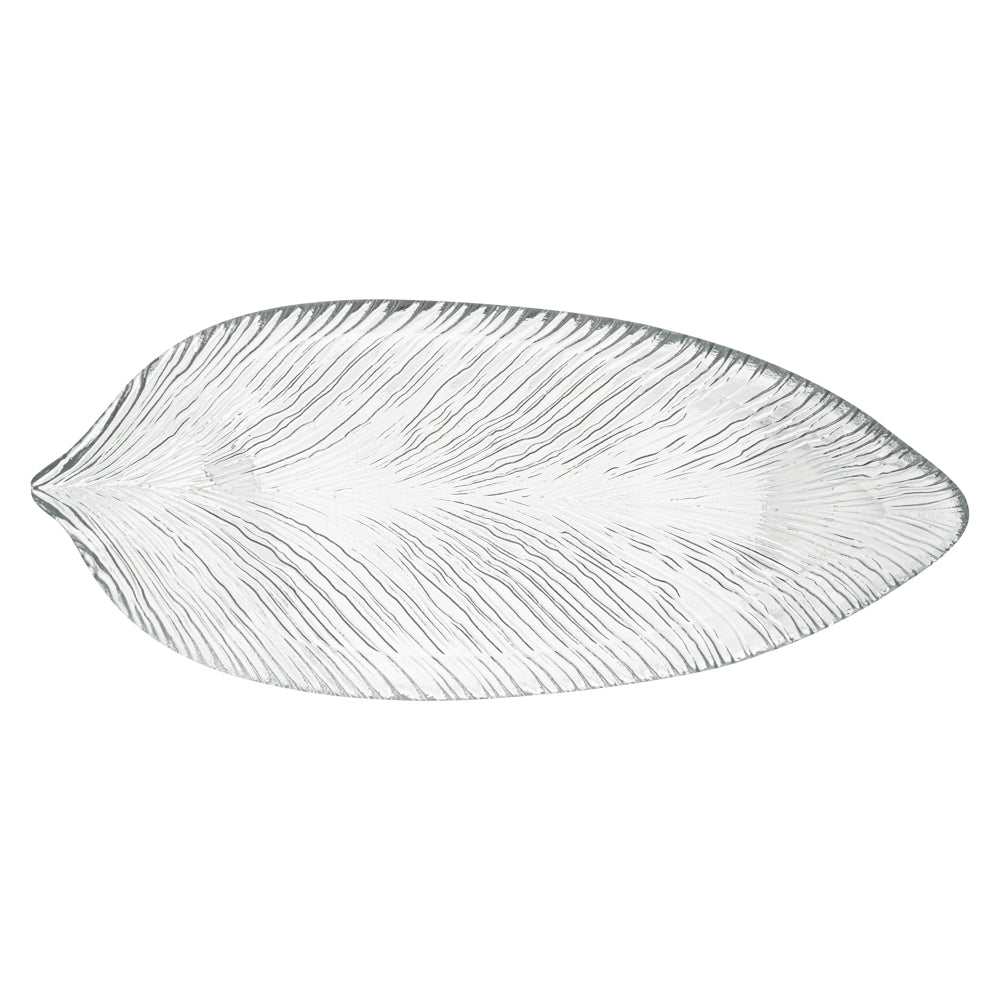 Vetri Clear Glass Leaf Serving Plate - 17" x 7 3/4" x 1 1/4" - 1 count box