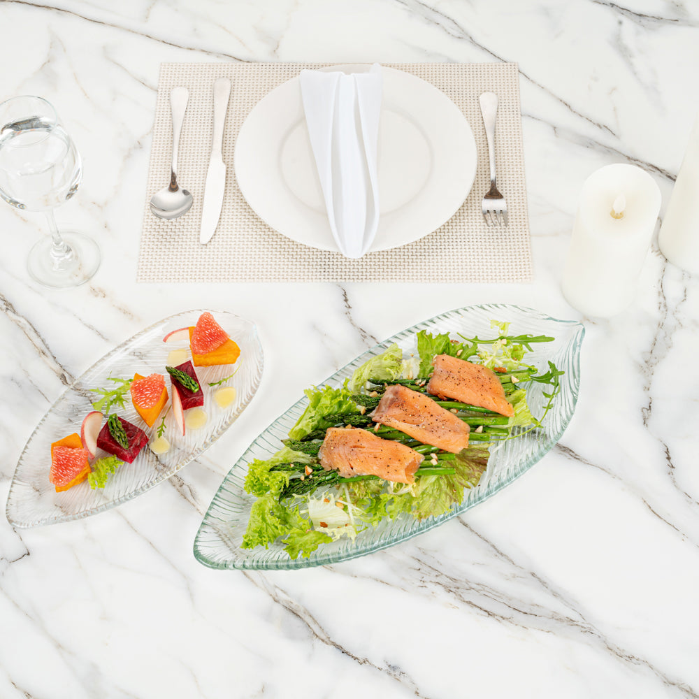 Vetri Clear Glass Leaf Serving Plate - 17" x 7 3/4" x 1 1/4" - 1 count box