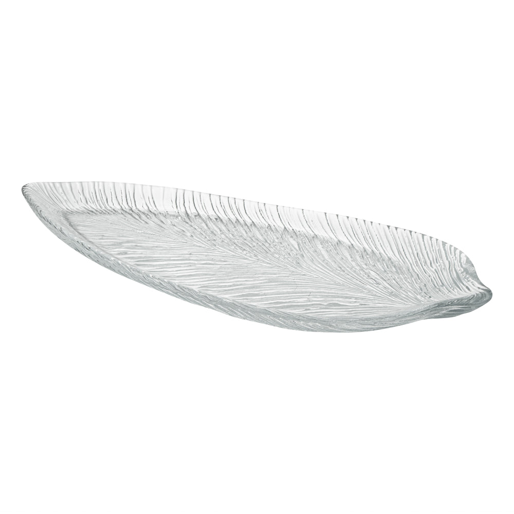Vetri Clear Glass Leaf Serving Plate - 17" x 7 3/4" x 1 1/4" - 6 count box