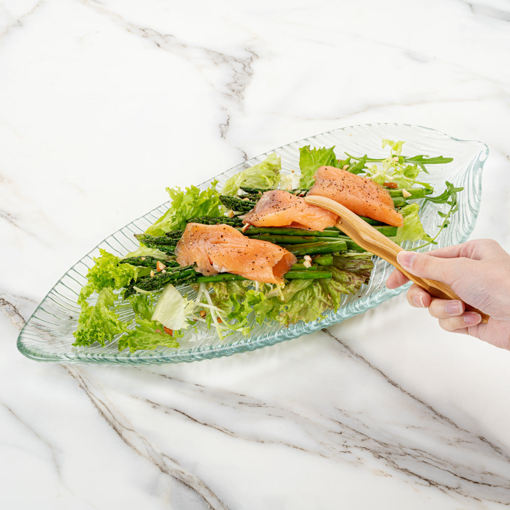 Vetri Clear Glass Leaf Serving Plate - 17" x 7 3/4" x 1 1/4" - 6 count box