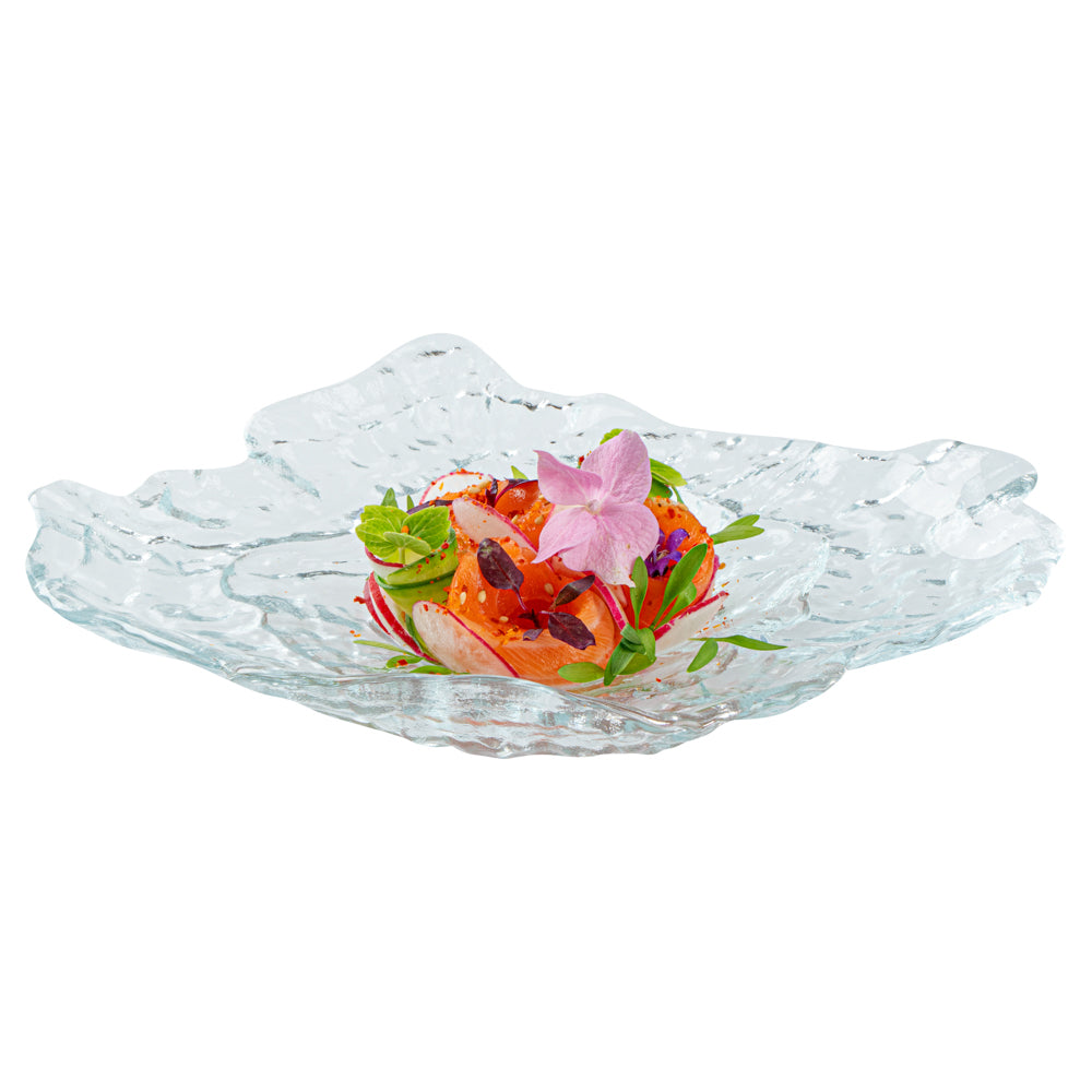 Vetri Abstract Clear Glass Seashell Serving Plate - 8 3/4" x 6 3/4" x 1 3/4" - 1 count box