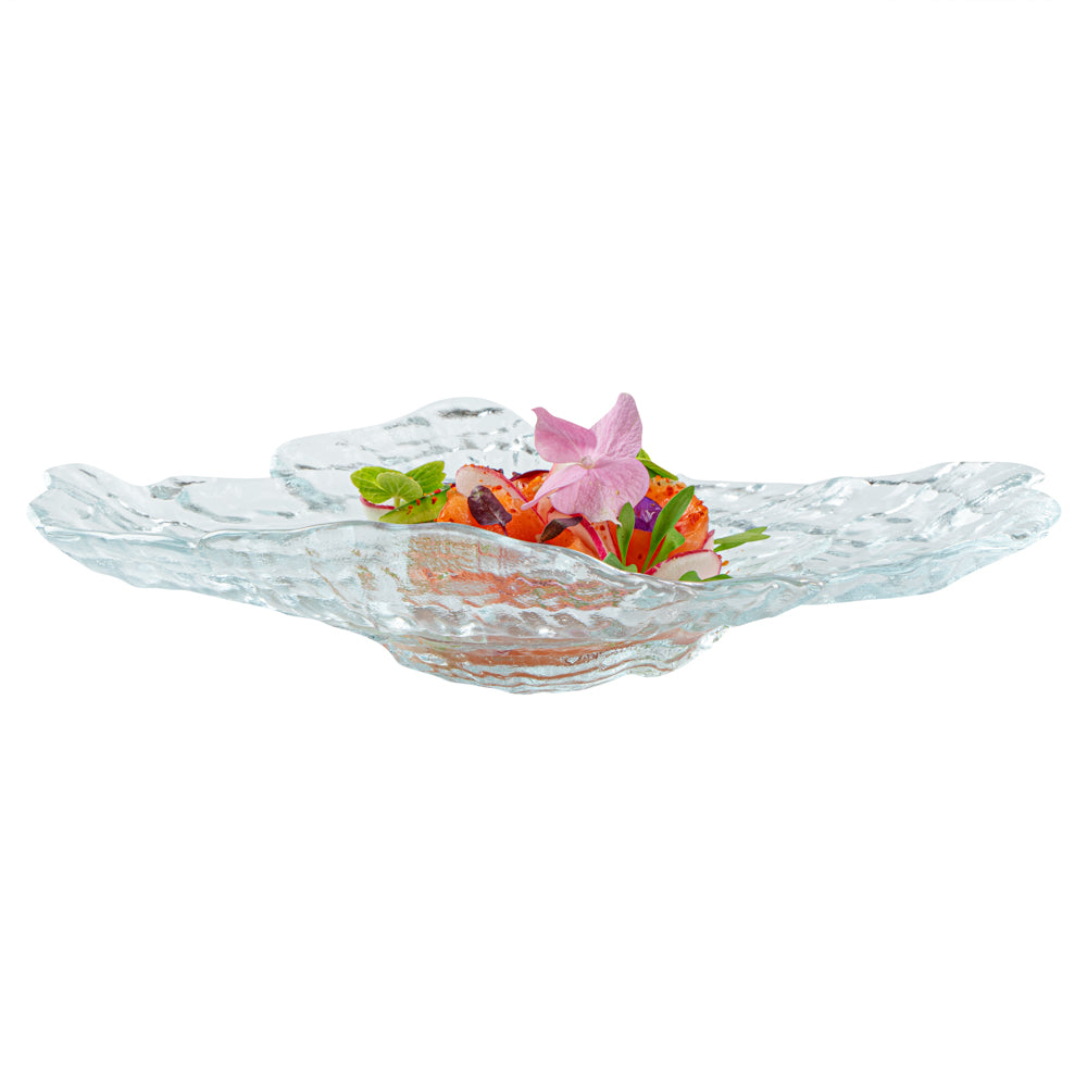 Vetri Abstract Clear Glass Seashell Serving Plate - 8 3/4" x 6 3/4" x 1 3/4" - 1 count box