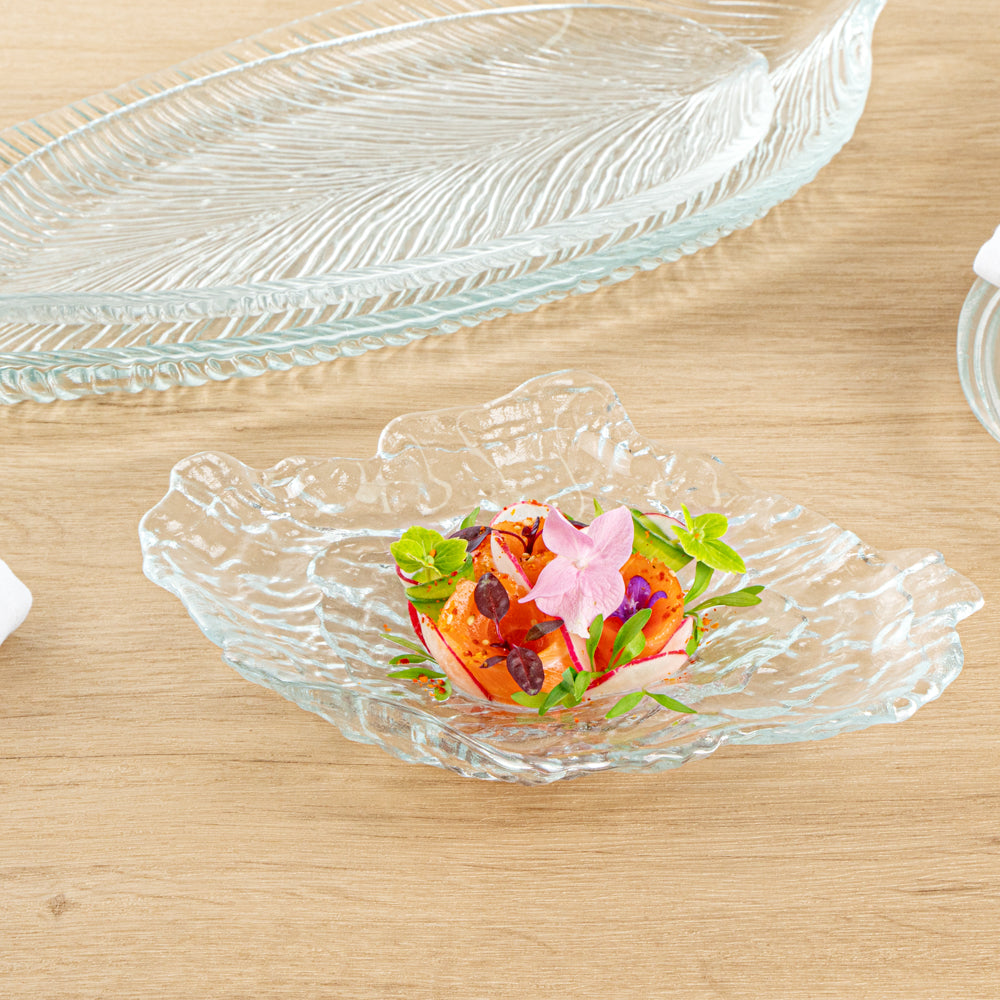 Vetri Abstract Clear Glass Seashell Serving Plate - 8 3/4" x 6 3/4" x 1 3/4" - 1 count box