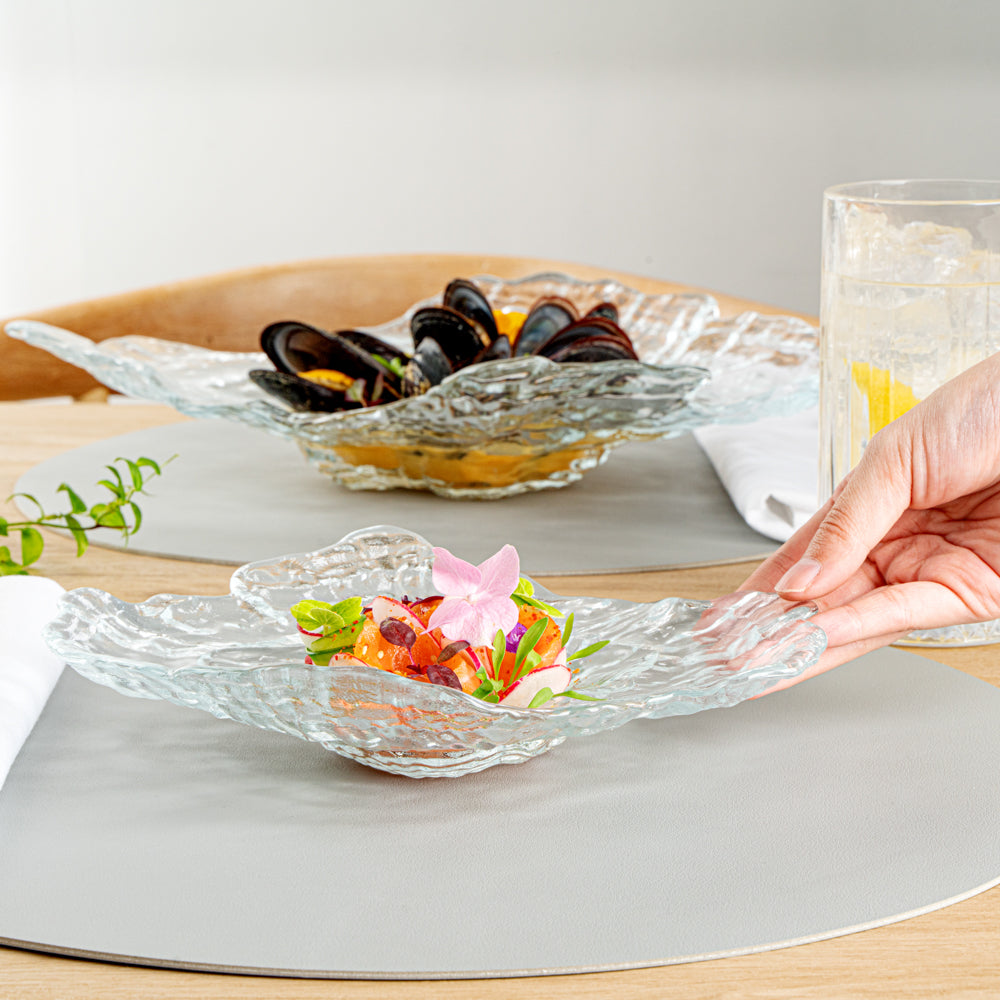 Vetri Abstract Clear Glass Seashell Serving Plate - 8 3/4" x 6 3/4" x 1 3/4" - 1 count box