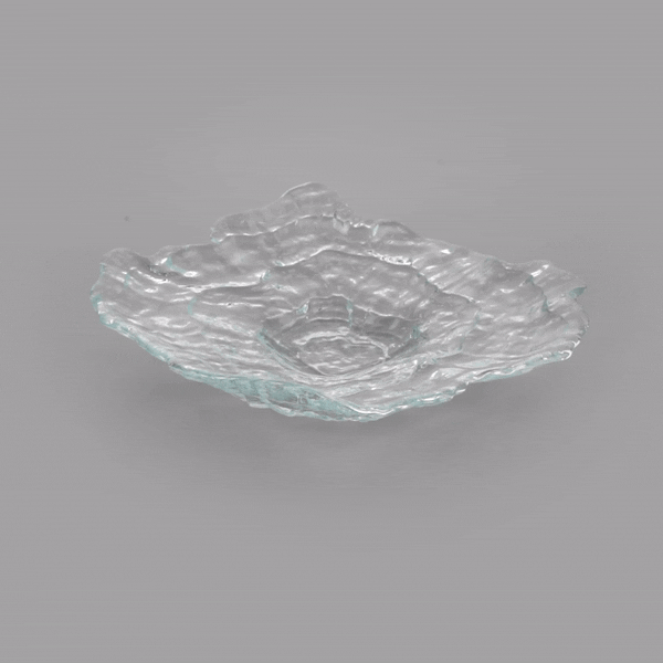 Vetri Abstract Clear Glass Seashell Serving Plate - 8 3/4" x 6 3/4" x 1 3/4" - 6 count box