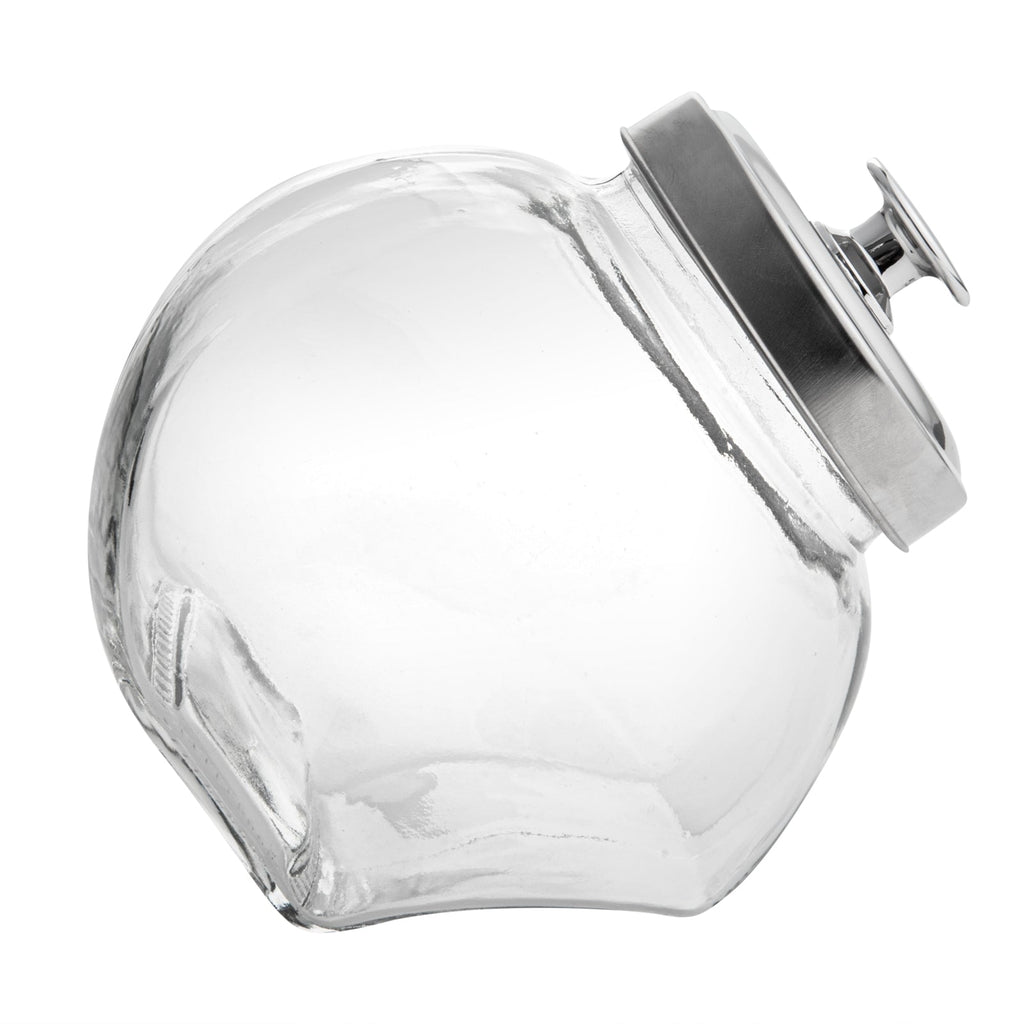 Vetri 0.3 gal Glass Penny Jar - with Chrome Lid - 3 1/2" x 3 1/2" x 6 1/4" - 1 count box