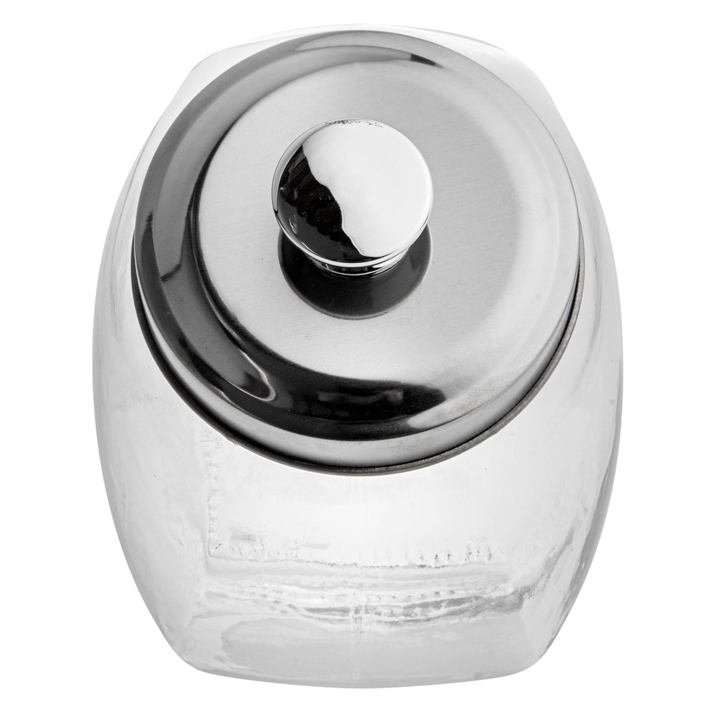 Vetri 0.3 gal Glass Penny Jar - with Chrome Lid - 3 1/2" x 3 1/2" x 6 1/4" - 1 count box