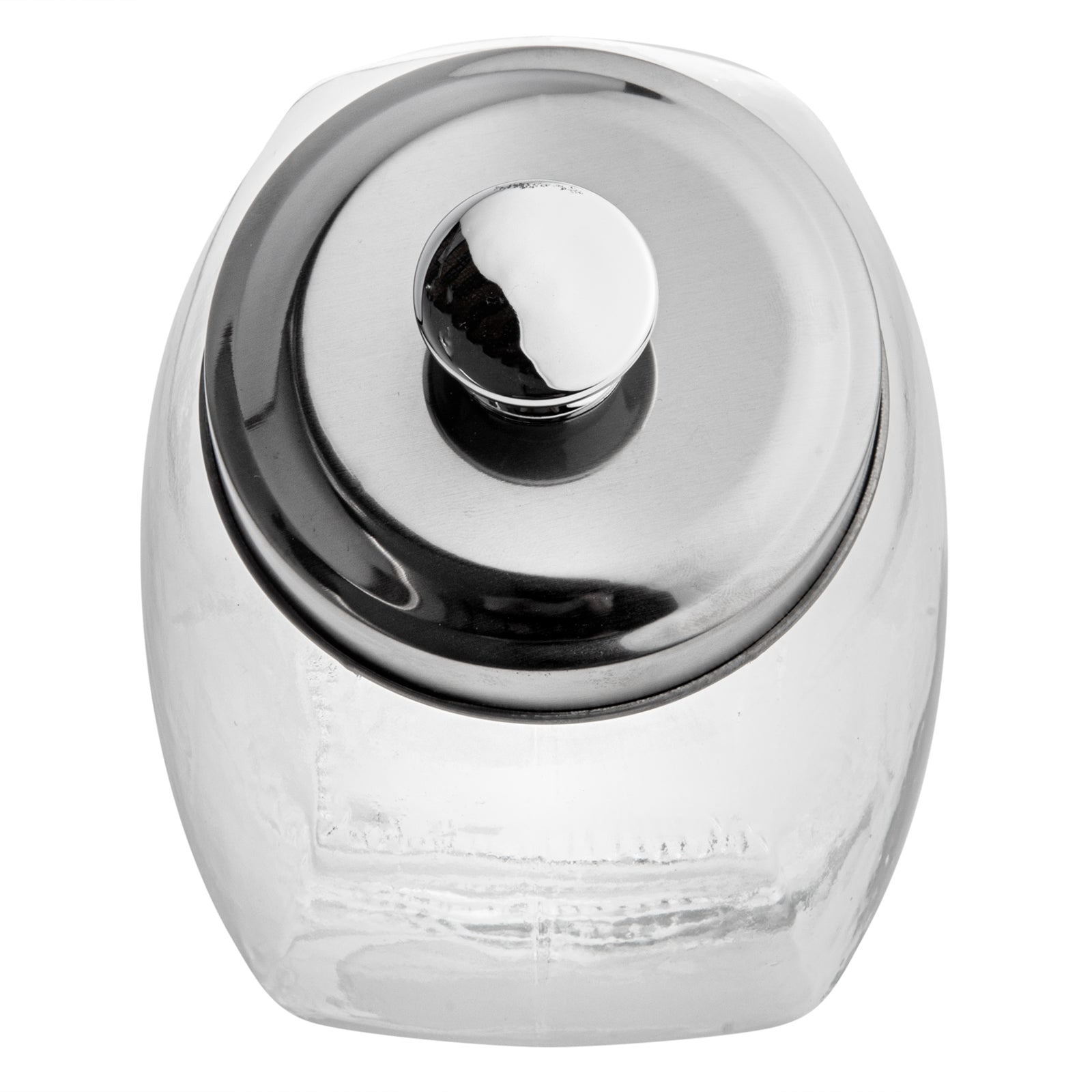 Vetri 0.3 gal Glass Penny Jar - with Chrome Lid - 3 1/2" x 3 1/2" x 6 1/4" - 1 count box